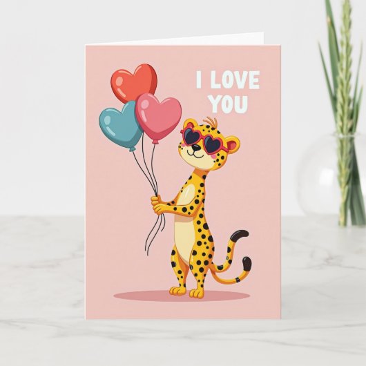 Carte Je T'Aime Guépard Mignon (Devant)