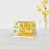 Carte Je t'aime - hibou (Fleur jaune)