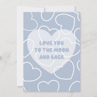 Carte Je t'aime jusqu'à la lune et retour (Bleu)