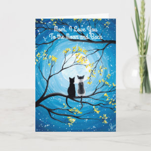 Carte Je t'aime jusqu'à la Lune et Retour Chat Fête des