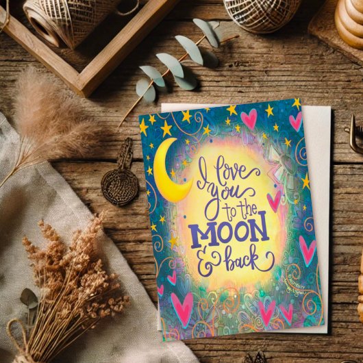 Carte Je t'aime jusqu'à la lune et retour Mignon tout pl