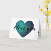 Carte Je t'aime la Saint Valentin au coeur bleu (Fleur jaune)