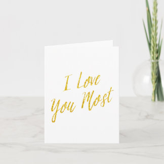 Carte Je t'aime le plus Citer Gold Faux Parties scintill