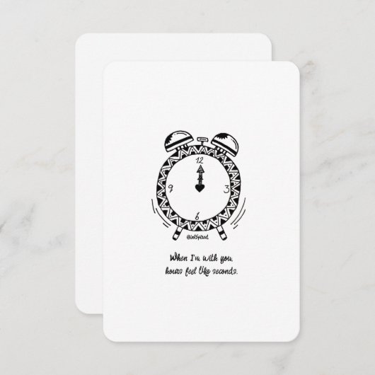 Carte Je t'aime, les heures, c'est comme des secondes, u (Devant / Derrière)
