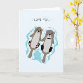 Carte Je T'Aime Les Otters (Fleur jaune)