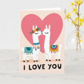 Carte Je T'aime Llamas (Fleur jaune)