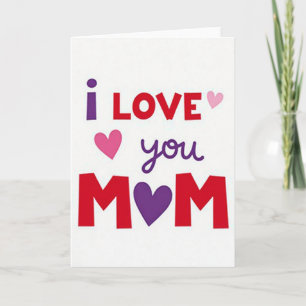 Carte « Je t'aime maman » avec cœurs