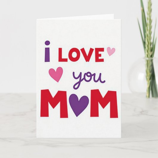 Carte « Je t'aime maman » avec cœurs (Devant)