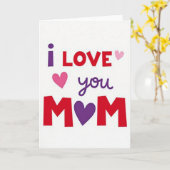 Carte « Je t'aime maman » avec cœurs (Fleur jaune)