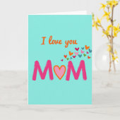 Carte « Je t'aime maman », explosion de cœur (Fleur jaune)