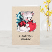 Carte Je t'aime, maman. Fête des mères de Teddy Bear (Fleur jaune)