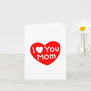 Carte Je t'aime Maman Fête des Mères Mignonne Coeur Roug