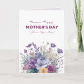 Carte Je t'aime Maman Fleurs sauvages d'aquarelle person (Devant)