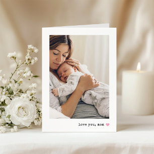 Carte Je t'aime, Maman   Photo et cœur de n'importe quel
