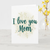 Carte « Je t'aime maman » Teintes sarcelle (Fleur jaune)