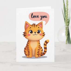 Carte Je T'aime Mignon Chat