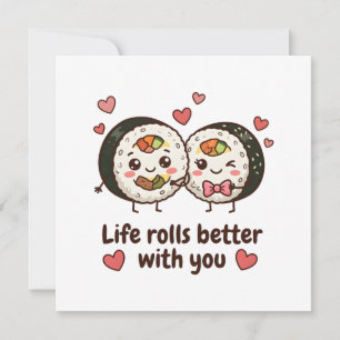 Carte Je t'aime Mignon Greeting coréen Kimbap 