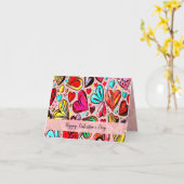 CARTE JE T'AIME MOTIF DE COEUR FUNK (Fleur jaune)