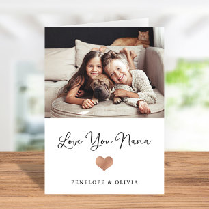 Carte Je t'aime Nana Écriture et cœur avec photo