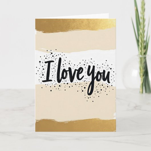 Carte « Je t'aime » Or Et Points (Devant)