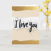 Carte « Je t'aime » Or Et Points (Fleur jaune)