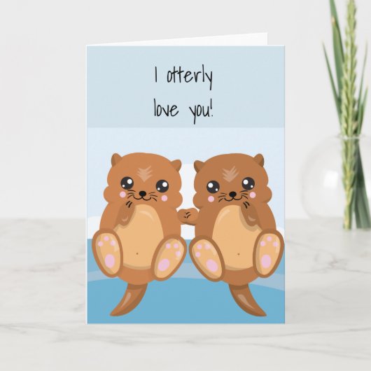 Carte Je t'aime Otter Anniversaire Valentine (Devant)