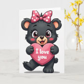 Carte Je T'Aime Ours (Fleur jaune)