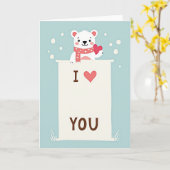 Carte Je T'Aime Ours Polaire (Fleur jaune)