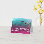 Carte je t'aime : paire de canards (Fleur jaune)