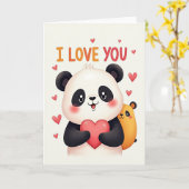 Carte Je T'Aime Panda (Fleur jaune)