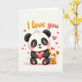 Carte Je T'Aime Panda Bear (Fleur jaune)
