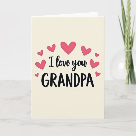 Carte « Je t'aime papi » avec des cœurs (Devant)