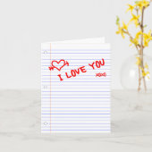 Carte je t'aime : papier de carnet (Fleur jaune)