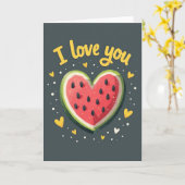 Carte Je T'Aime Pastèque (Fleur jaune)