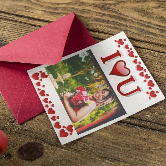 Carte Je t'aime photo de la Saint-Valentin rouge