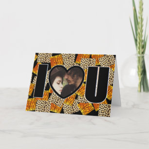 Carte Je t'aime Photos personnalisées Imprimé léopard et