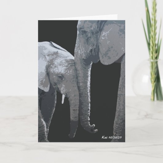 Carte Je t'aime plus, éléphant Original Art (Devant)