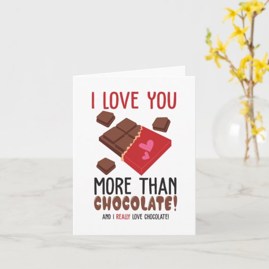 Carte Je T'Aime Plus Que Chocolat Couleur Graphique (Fleur jaune)