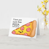 Carte Je t'aime plus que la pizza (Fleur jaune)
