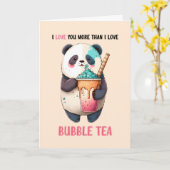 Carte Je t'aime plus que le bubble tea, joli panda rose (Fleur jaune)