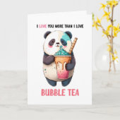 Carte Je t'aime plus que le bubble tea kawaii panda (Fleur jaune)