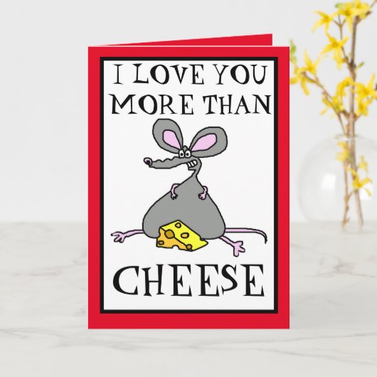 Carte Je t'aime plus que le fromage Saint-Valentin (Fleur jaune)