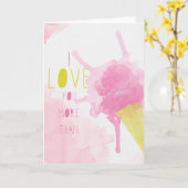 Carte Je T'Aime Plus Que Pink Ice Cream Card (Fleur jaune)