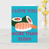CARTE JE T'AIME PLUS QUE SUSHI (Fleur jaune)