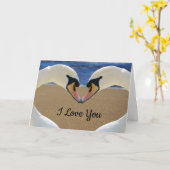 Carte "Je t'aime" pour les cygnes (Fleur jaune)