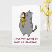 Carte Je T'Aime Presque Autant Que Crème De Glace ! (Fleur jaune)