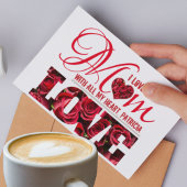 Carte Je t'aime Red Heart Keepsaké Elegant Mothers Day