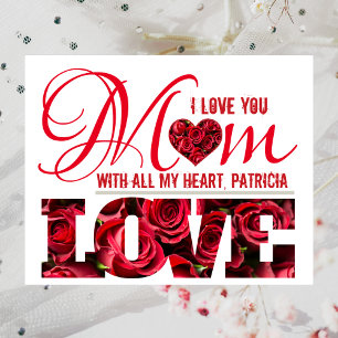 Carte Je t'aime Red Heart Keepsaké Elegant Mothers Day