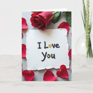 Carte Je T'Aime Rose Rouge