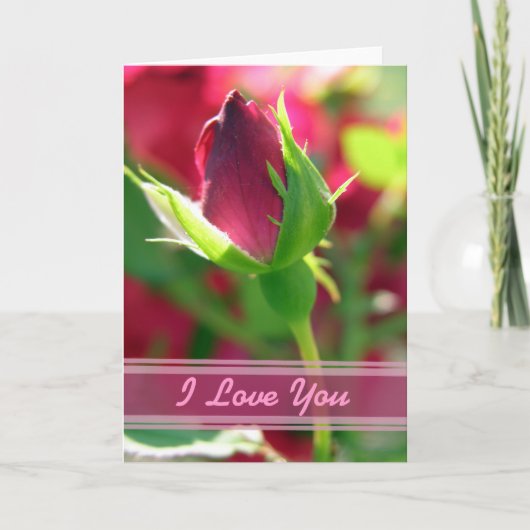 Carte Je t'aime rose rouge (Devant)